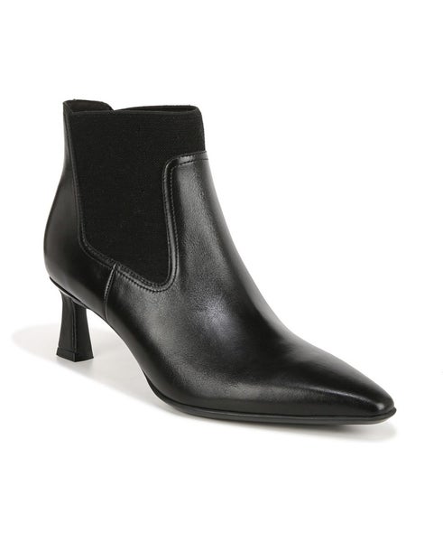 Naturalizer Daya Boots Womens US 6.5 Black Leather Pointed Toe Block Heel TZP333