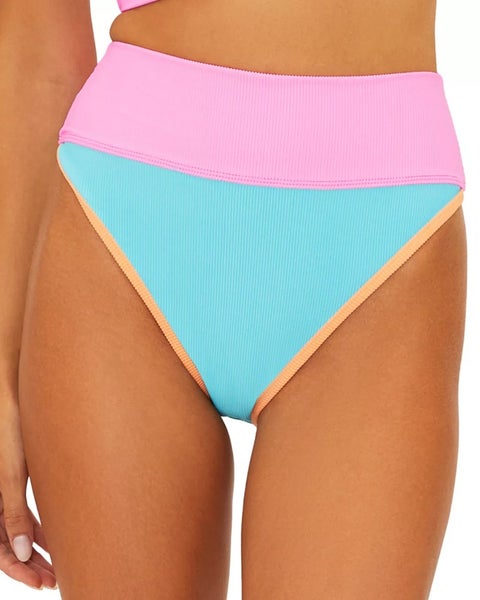 Beach Riot Emmy Swim Bottom Womens S Color Blocked Stretch High Waisted TLW270