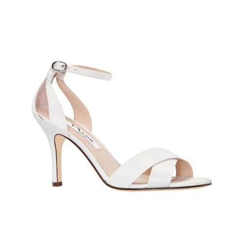 Nina Venus Sandal Women's US 6.5 Ivory Satin Ankle Strap Stiletto Heel TZP351