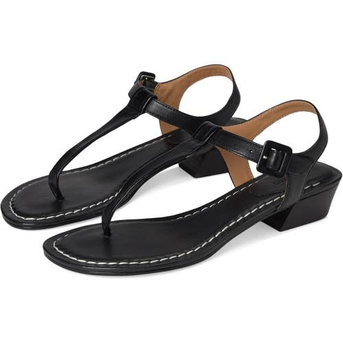 Bernardo Goya Sandals Womens 8 Black Leather T-Strap Round Toe Block Heel TZP229