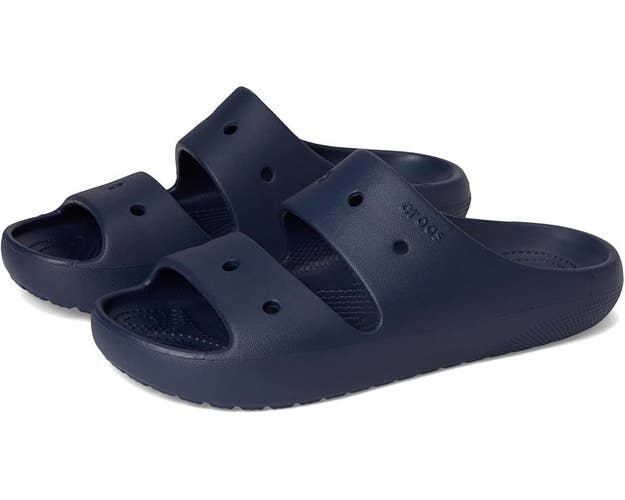 Crocs Classic 209403-410 Slide Mens 13 Navy Double Strap Slip On Sandals TLW248