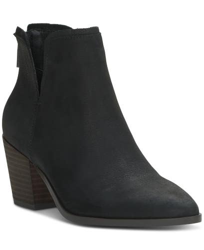 Lucky Brand Beylon Boots Women's 10 Black Leather Almond Toe Ankle Bootie TZP332