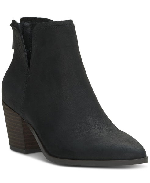 Lucky Brand Beylon Boots Women's 10 Black Leather Almond Toe Ankle Bootie TZP332