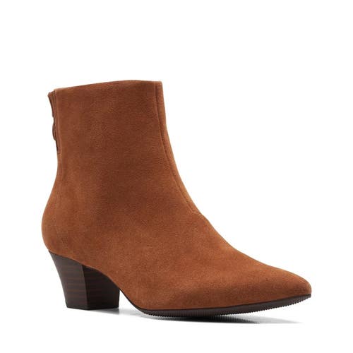 Clarks Teresa 26167834 Boot Women's US 7 Dark Tan Suede Ankle Bootie TZP356