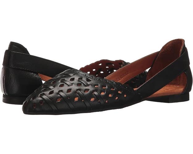 Spring Step Delorse Flats Women's US 8.5 Black Leather Slip On D'orsay TZP304