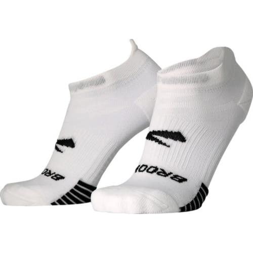 Brooks Ghost Lite No Show Unisex Large White Nylon Stretch Socks 2-Pack TLW285