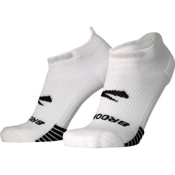 Brooks Ghost Lite No Show Unisex Large White Nylon Stretch Socks 2-Pack TLW285