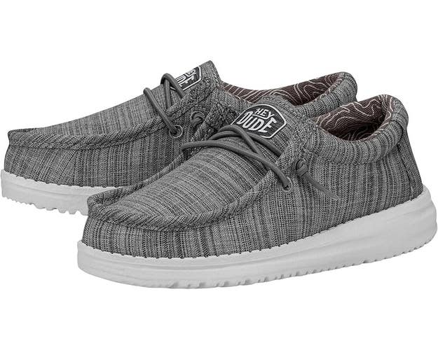 Hey Dude Wally Linen 40160-270 Sneakers Kids 7 Heather Gray Slip On Shoes TLW265