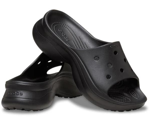 Crocs Bae 211108-001 Slides Womens US 7 Black Slip On Platform Sandals TLW305