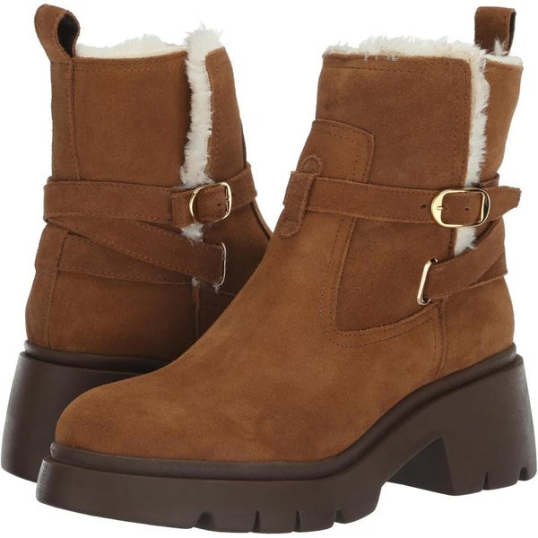 Steve Madden Colletta COLL12S1 Boots Womens US 9.5 Camel Suede Block Heel TZP342