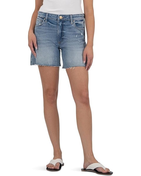 KUT from the Kloth Hailey Shorts Women's 10 Blue Denim Raw Hem High-Rise TLW278