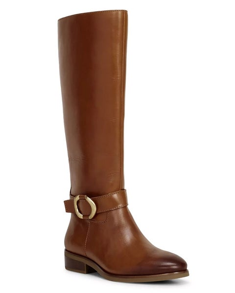 Vince Camuto Samtry Women's US 7.5 Brown Leather Knee-High Riding Boots TZP363