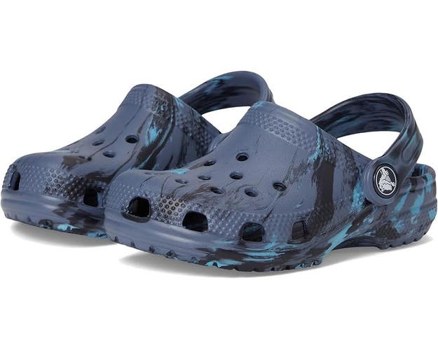 Crocs Classic Marble Clog Kid US 6 Blue Tie-Dye Round Toe Slip On Slipper TLW308