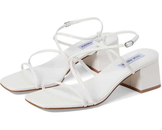 Steve Madden Remmi Sandals Women's US 9.5 White Square Toe Slingback TZP318