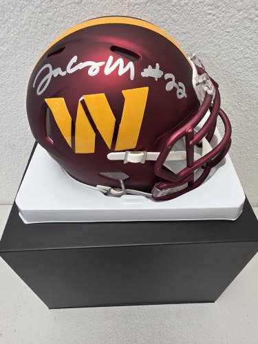 Commanders Jacory Croskey-Merritt Signed Auto Mini Speed Helmet FANATICS Red