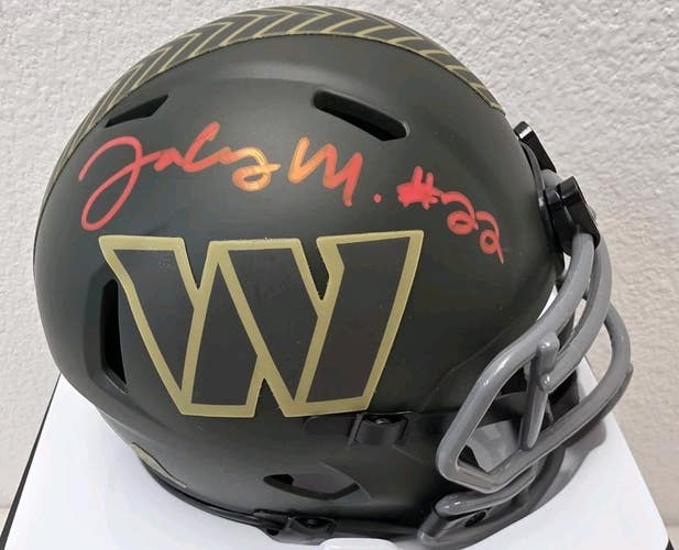 Commanders Jacory Croskey-Merritt Signed Auto Mini Speed Helmet FANATICS Salute