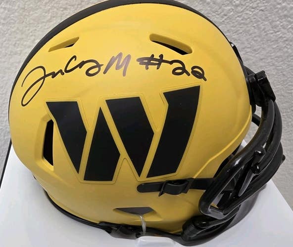 Commanders Jacory Croskey-Merritt Signed Auto Mini Speed Helmet FANATICS Gold