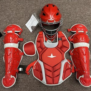 All Star Top Star Youth Ages 8-10 Baseball Catchers Gear Set - Red