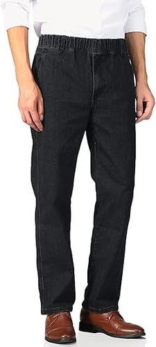 Soojun Mens Casual Loose Fit Elastic Waist Jeans Denim Pants 36W 28L