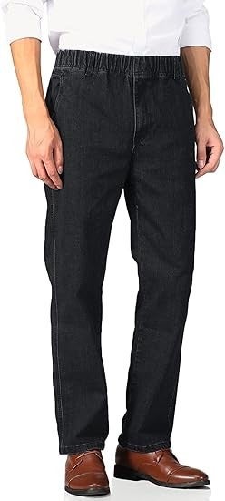 Soojun Mens Casual Loose Fit Elastic Waist Jeans Denim Pants 36W 28L