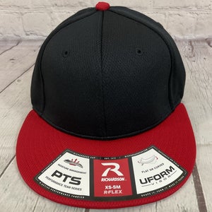 Richardson Youth's DRYVE 100% Polyester R-Flex Baseball Hat Black Red XS-SM