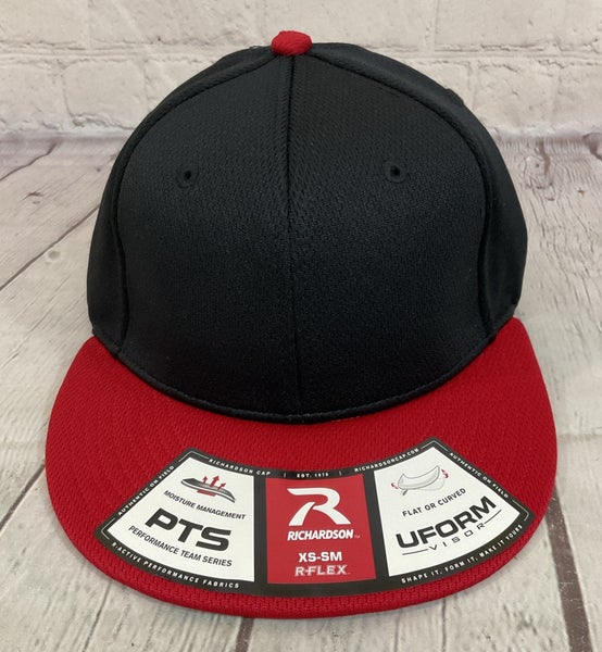 Richardson Youth's DRYVE 100% Polyester R-Flex Baseball Hat Black Red XS-SM