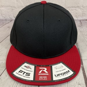 Richardson Youth's DRYVE 100% Polyester R-Flex Baseball Hat Black Red SM-MD