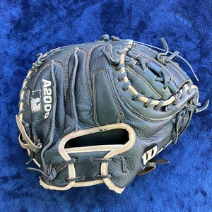 Black Wilson A2000 RH Catcher's Baseball Glove 33.5" (Used)
