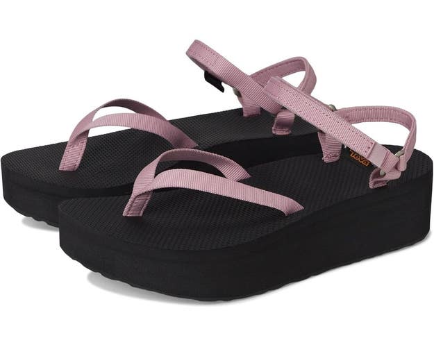Teva Flatform Slim 1164630-LLSB Sandals Women's 8 Lilas Black Ankle Strap TZP256