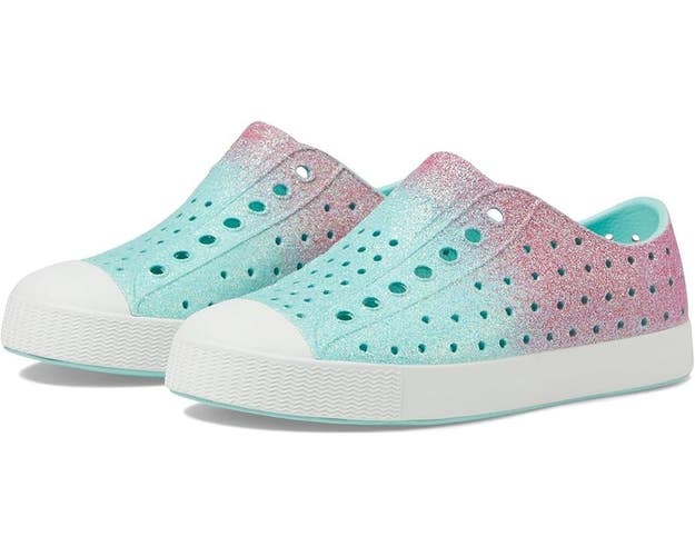 Native Shoes Jefferson Bling Kids US 1Y Multicolor Glitter Slip On Shoes TLW335