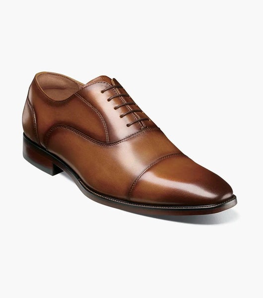 Florsheim Sorrento Lux Oxford Mens 12W Cognac Leather Cap Toe Dress Shoes TZP261