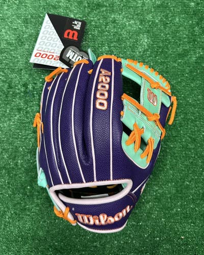 Wilson A2000 11.75" GOTM 1975 Infield Baseball Glove Purple Seafoam Orange