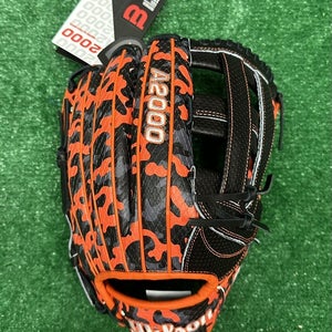 Wilson A2000 12.75" GOTM 1777 Outfield Baseball Glove Spin Control Black Orange