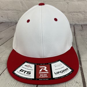 Richardson Youth's DRYVE Athletic R-Flex Baseball Hat White Red SM-MD