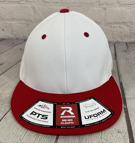 Richardson Youth's DRYVE Athletic R-Flex Baseball Hat White Red SM-MD