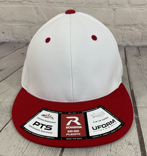 Richardson Youth's DRYVE Athletic R-Flex Baseball Hat White Red SM-MD