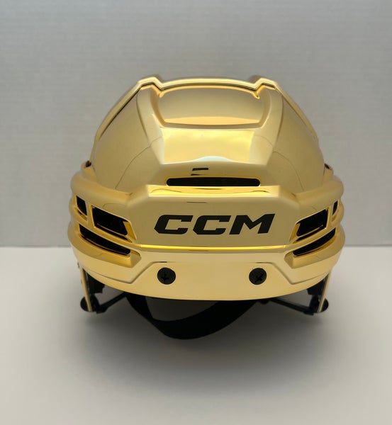 Brand New Pro Stock CCM Tacks 720 Size Medium Gold Chrome Hockey Helmet