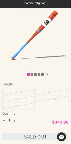 2025 Combat MFG Performance Series A1 Racer BBCOR Certified Bat (-3) 32" (New)