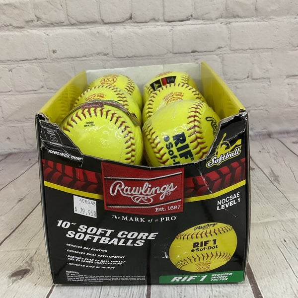 Rawlings 10" Soft Core Softballs Reduced Injury Factor Synthetic Cover Set of 12