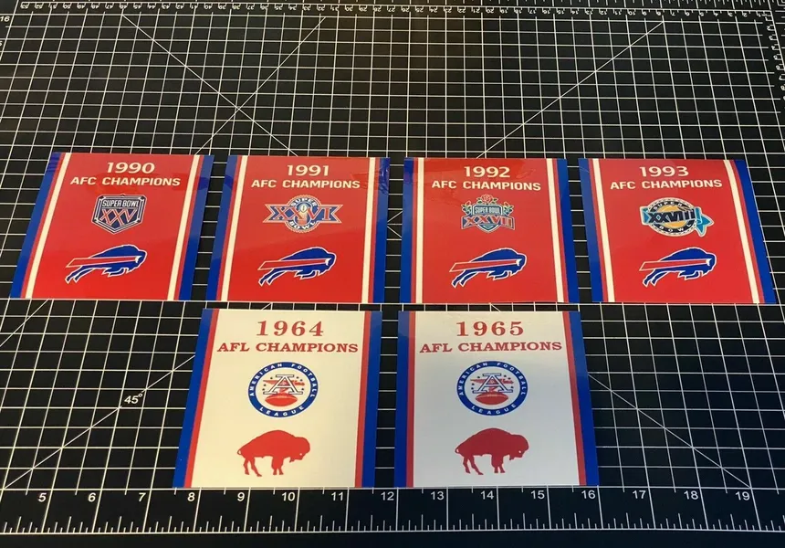 Buffalo Bills AFC AFL Championship Super Bowl Banners Decals MAN CAVE