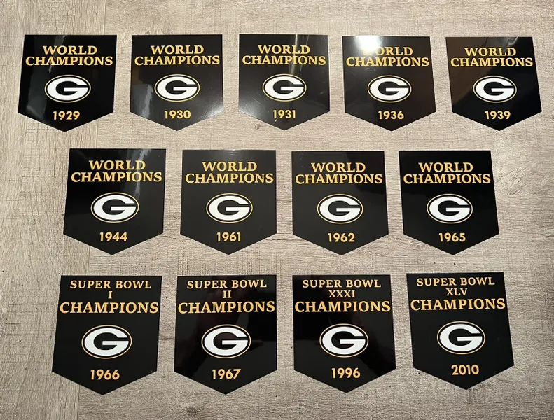 Green Bay Packers Championship Super Bowl Banner Decals Man Cave NFL