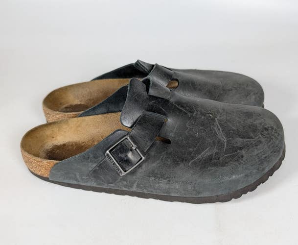 BIRKENSTOCK Boston Black Oiled Leather Clog Shoe Men's Size: 44 / 11