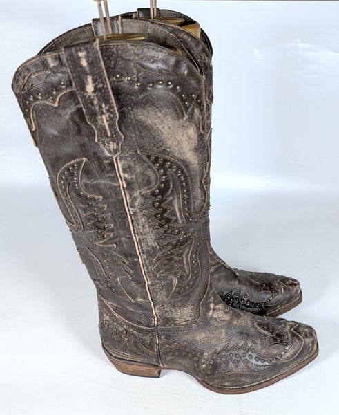 Roper Brown Distressed Leather Phoenix Cowboy Boots Women's Size: 9