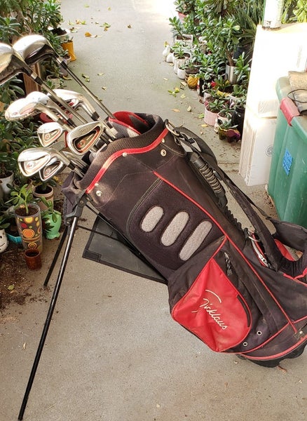 LH SET MEN'S 12 PIECE NICKLAUS GOLF SET 4 WOODS 7 IRONS PUTTER 7 WAY STAND BAG