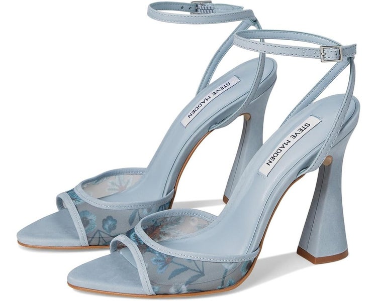 Steve Madden Beki Sandals Women's US 9 Light Blue Flared Heel Ankle Strap TZP278