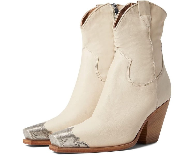 Free People Brayden Western Boots Women's 8 Bone Leather Block Heel Ankle TZP300
