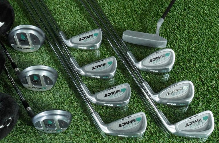 WILSON SUDDEN IMPACT GOLF SET MIDSIZE 14pc. COMPLETE MENS REGULAR RH COVERS