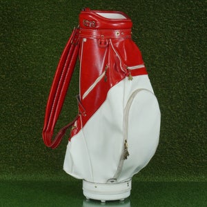 HOT-Z STAFF BAG 6 WAY. 9 TOP GOLF BAG, RED/WHITE MADE IN USA ~ VINTAGE!!