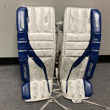 Used Bauer REACTOR 2000 Goalie Leg Pads Junior Navy And White 26" 11855-S000193694