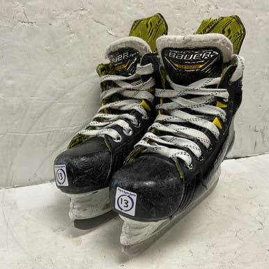 Used Bauer SUPREME M4 Youth Hockey Skate White/Black/Yellow Youth 13.0 11855-S000193547